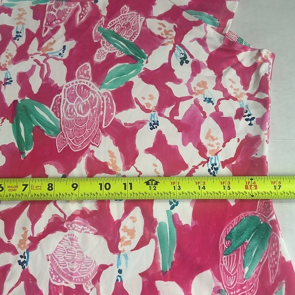 Jean Pierre Klifa Lily Dress L | Pink Turtle Print Jasmine Cove Shift Stretchy - Picture 9 of 13